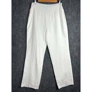 Coldwater‎ Creek Linen Pull On Pants Sz 12 Elastic Knit Waist Band Cotton Lined